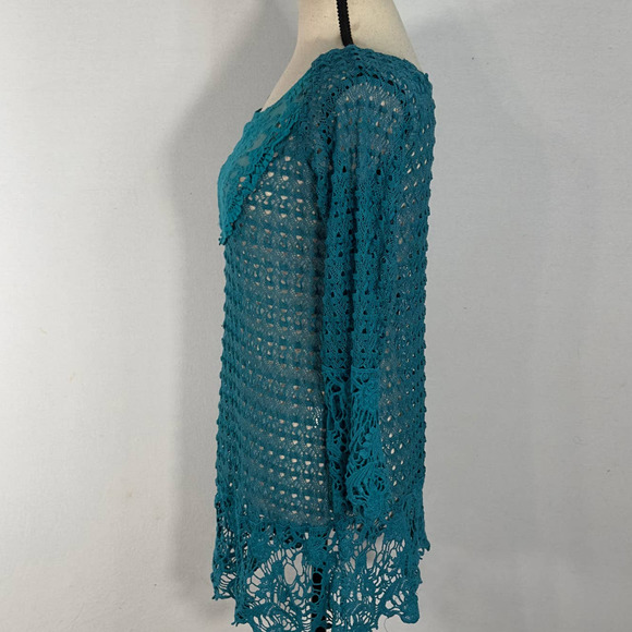 NWOT Umgee Blue Crochet Lace Tunic Top Women's Size Medium - Picture 4 of 6
